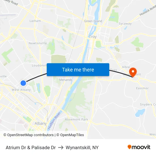 Atrium Dr & Palisade Dr to Wynantskill, NY map