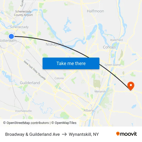 Broadway & Guilderland Ave to Wynantskill, NY map