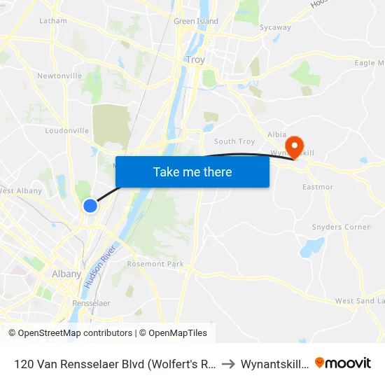 120 Van Rensselaer Blvd (Wolfert's Roost Cc) to Wynantskill, NY map