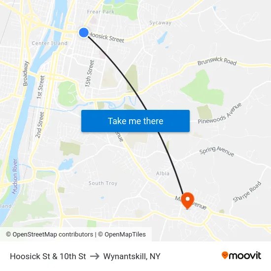 Hoosick St & 10th St to Wynantskill, NY map