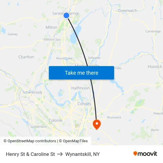 Henry St & Caroline St to Wynantskill, NY map