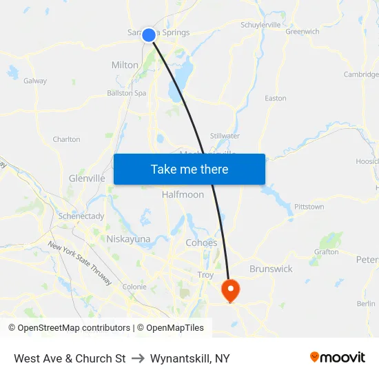 West Ave & Church St to Wynantskill, NY map
