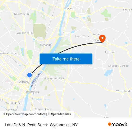 Lark Dr & N. Pearl St to Wynantskill, NY map