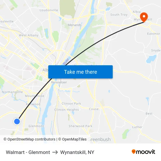 Walmart - Glenmont to Wynantskill, NY map