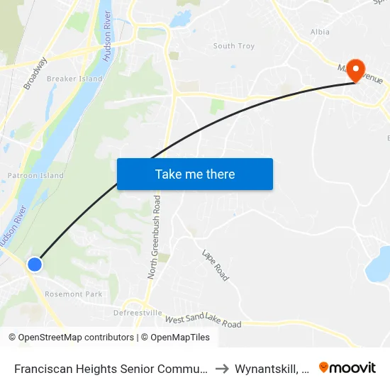 Franciscan Heights Senior Community to Wynantskill, NY map