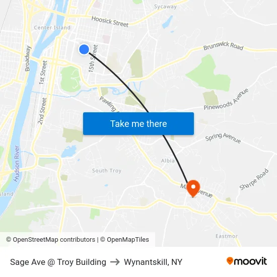 Sage Ave @ Troy Building to Wynantskill, NY map
