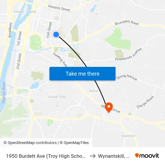 1950 Burdett Ave (Troy High School) to Wynantskill, NY map