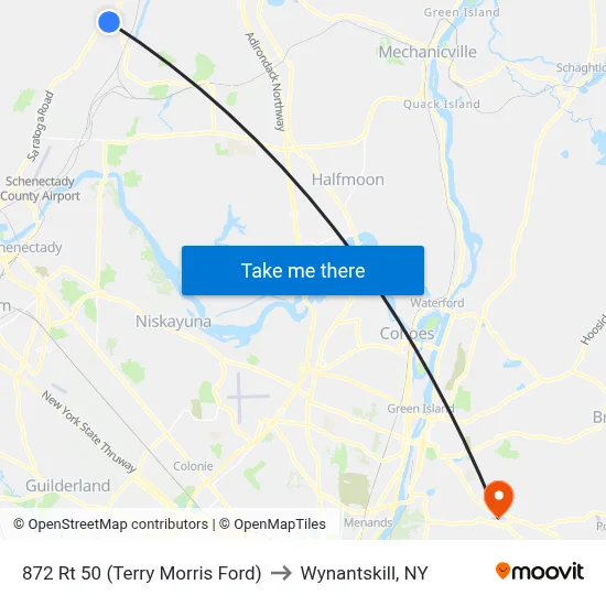 872 Rt 50 (Terry Morris Ford) to Wynantskill, NY map
