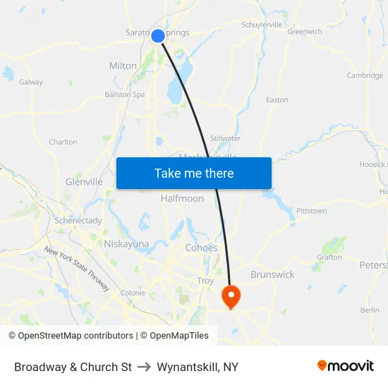 Broadway & Church St to Wynantskill, NY map