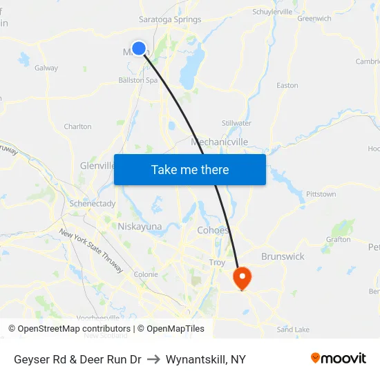 Geyser Rd & Deer Run Dr to Wynantskill, NY map