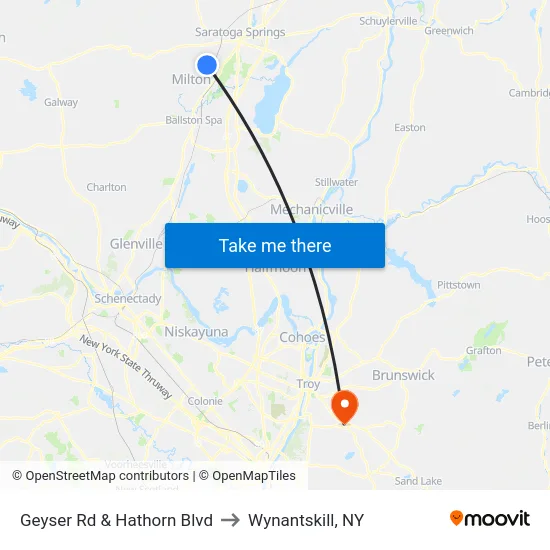 Geyser Rd & Hathorn Blvd to Wynantskill, NY map