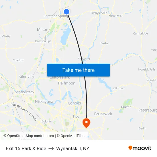 Exit 15 Park & Ride to Wynantskill, NY map
