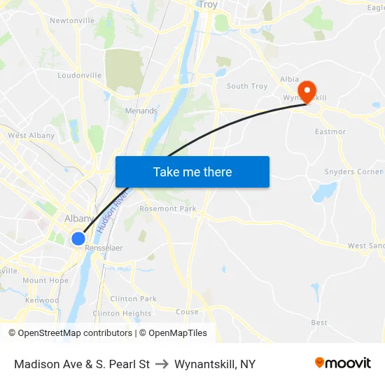 Madison Ave & S. Pearl St to Wynantskill, NY map