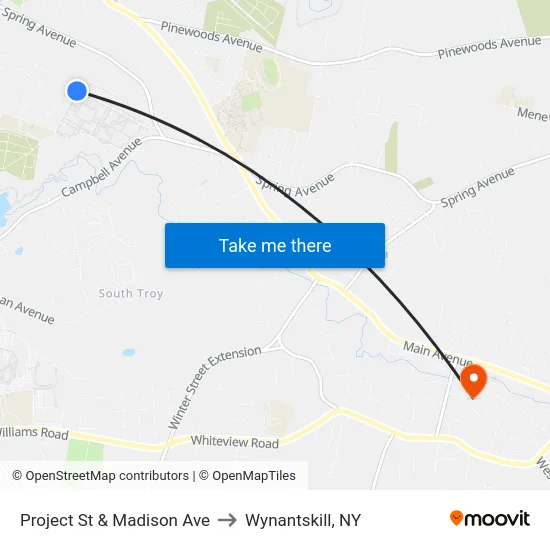 Project St & Madison Ave to Wynantskill, NY map
