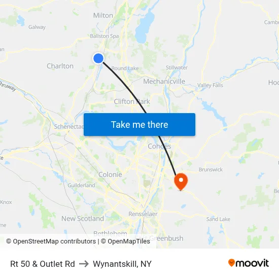 Rt 50 & Outlet Rd to Wynantskill, NY map