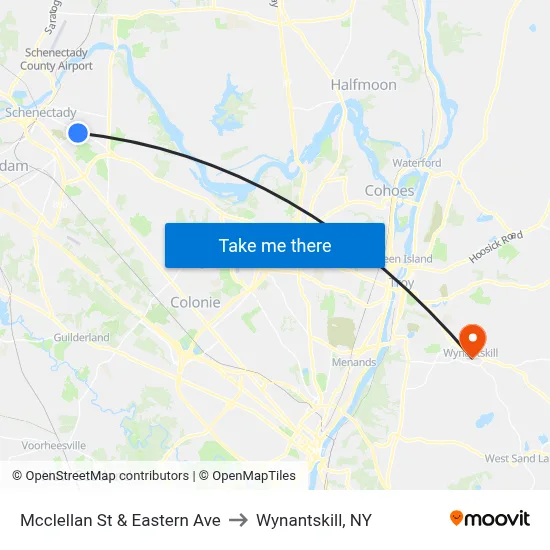 Mcclellan St & Eastern Ave to Wynantskill, NY map