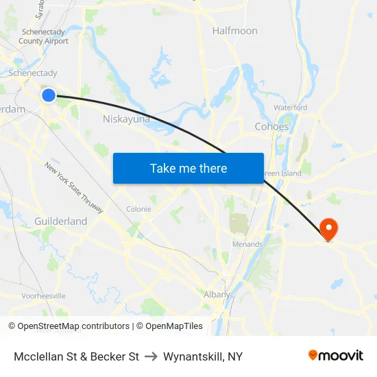 Mcclellan St & Becker St to Wynantskill, NY map