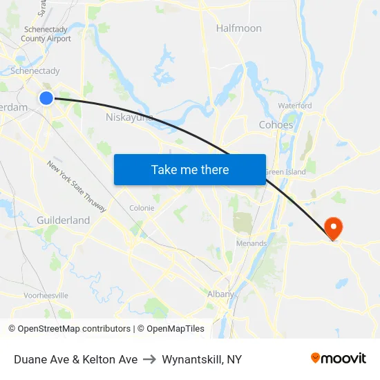 Duane Ave & Kelton Ave to Wynantskill, NY map