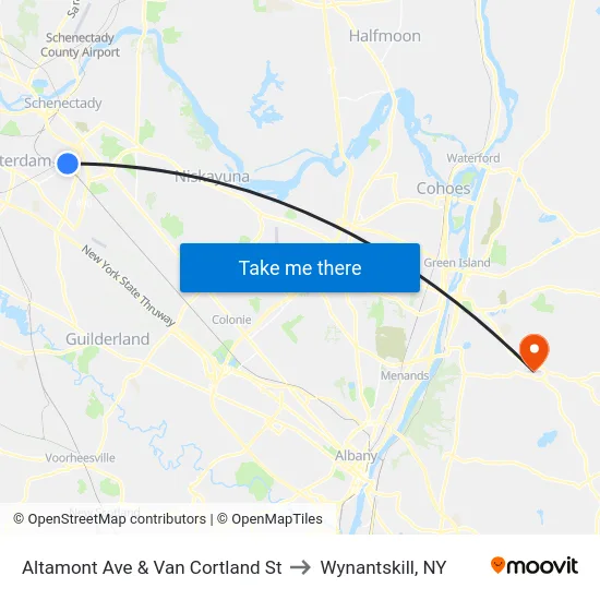 Altamont Ave & Van Cortland St to Wynantskill, NY map