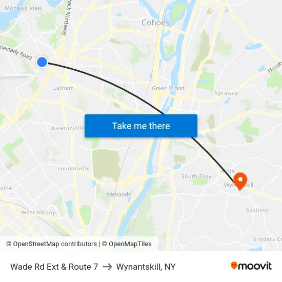 Wade Rd Ext & Route 7 to Wynantskill, NY map