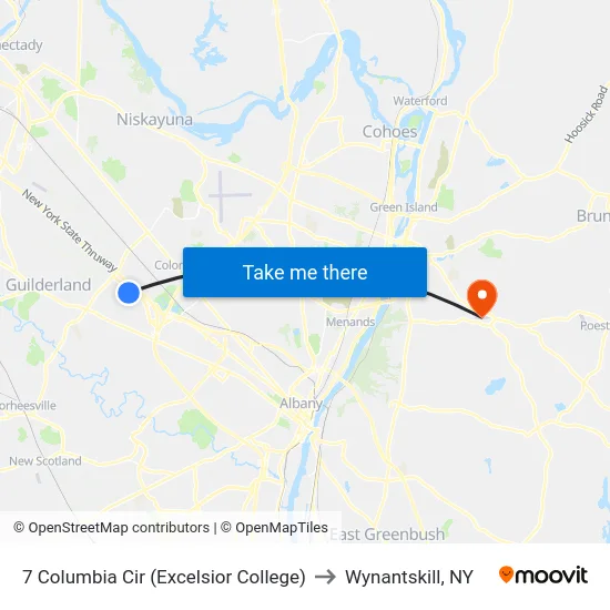 7 Columbia Cir (Excelsior College) to Wynantskill, NY map