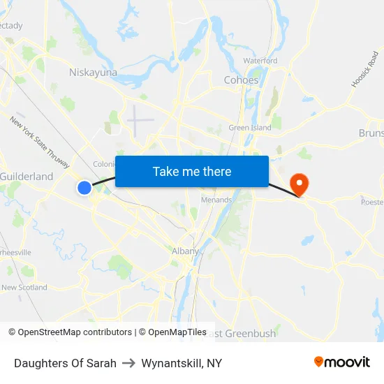 Daughters Of Sarah to Wynantskill, NY map