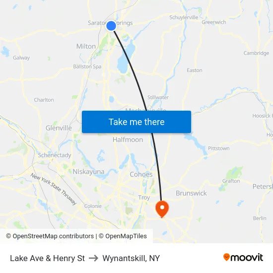 Lake Ave & Henry St to Wynantskill, NY map