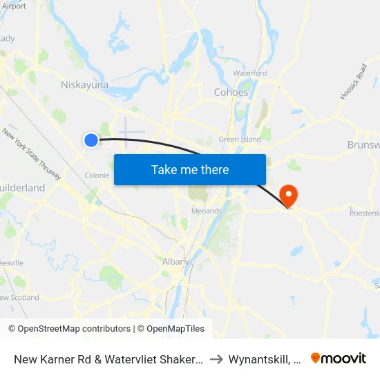 New Karner Rd & Watervliet Shaker Rd to Wynantskill, NY map