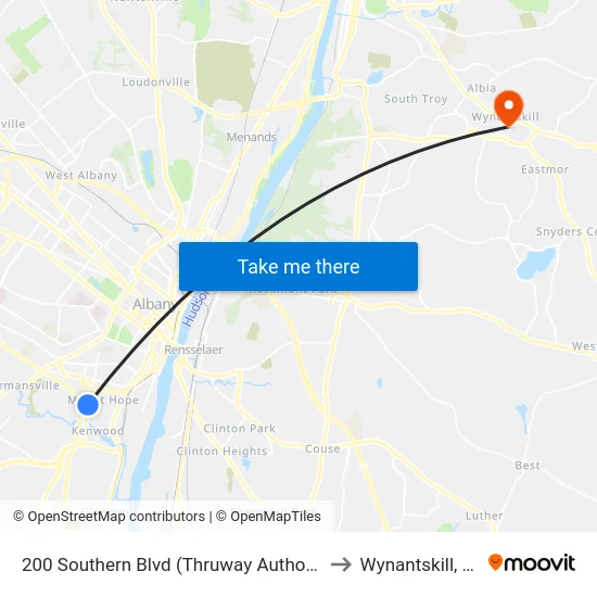 200 Southern Blvd (Thruway Authority) to Wynantskill, NY map