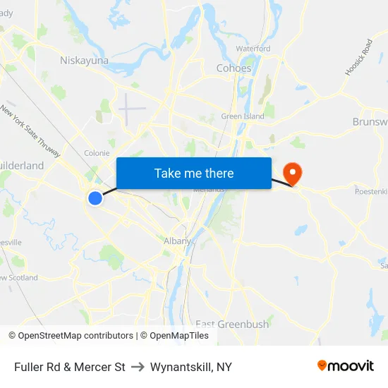 Fuller Rd & Mercer St to Wynantskill, NY map