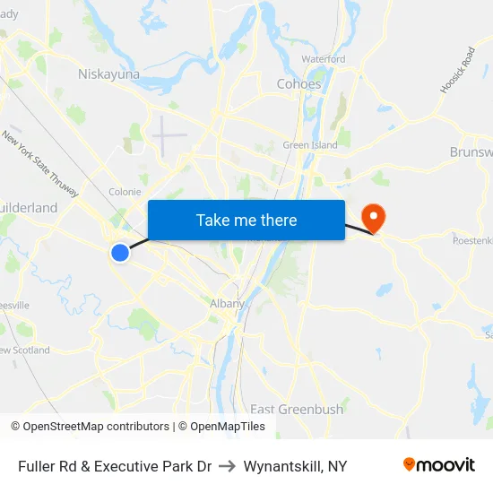 Fuller Rd & Executive Park Dr to Wynantskill, NY map