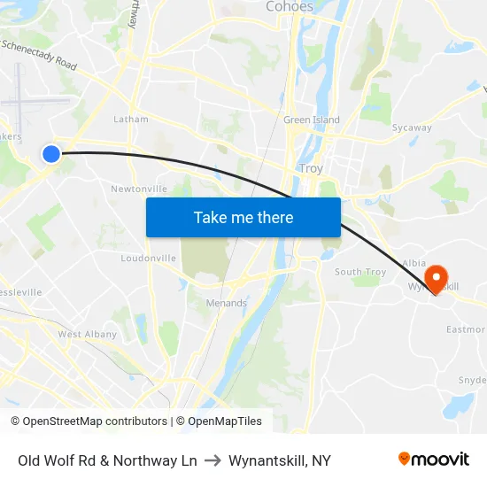 Old Wolf Rd & Northway Ln to Wynantskill, NY map