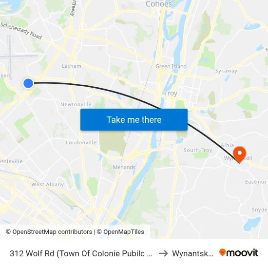 312 Wolf Rd (Town Of Colonie Pubilc Safety Center) to Wynantskill, NY map