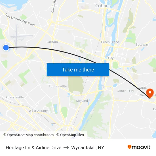 Heritage Ln & Airline Drive to Wynantskill, NY map