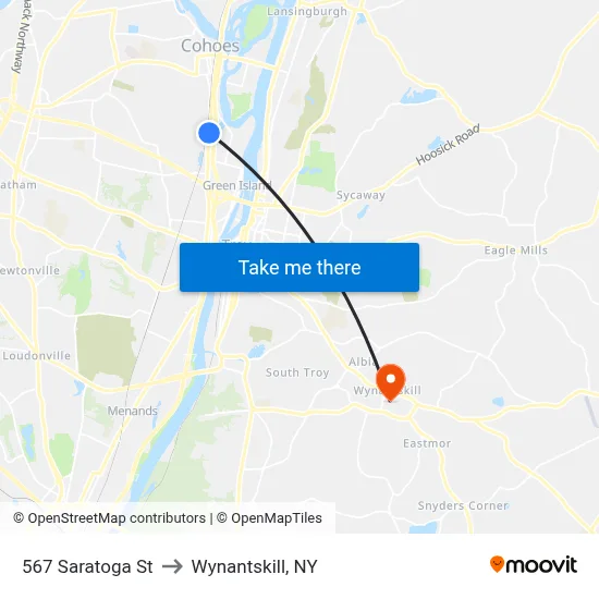 567 Saratoga St to Wynantskill, NY map