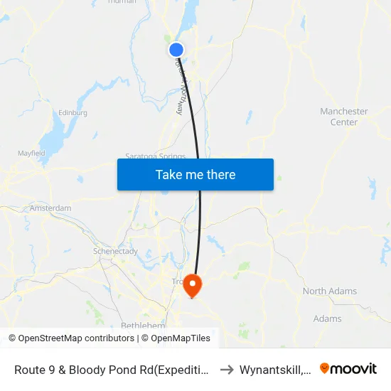 Route 9 & Bloody Pond Rd(Expedition Pk) to Wynantskill, NY map