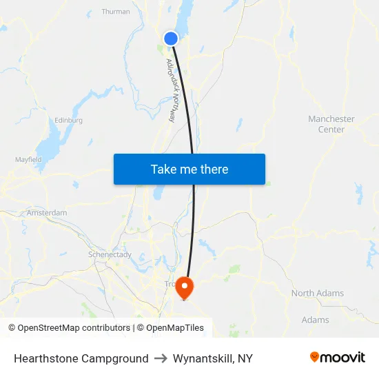 Hearthstone Campground to Wynantskill, NY map