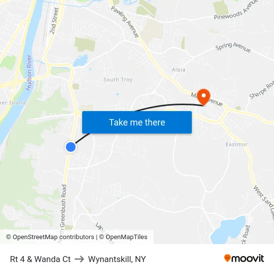 Rt 4 & Wanda Ct to Wynantskill, NY map