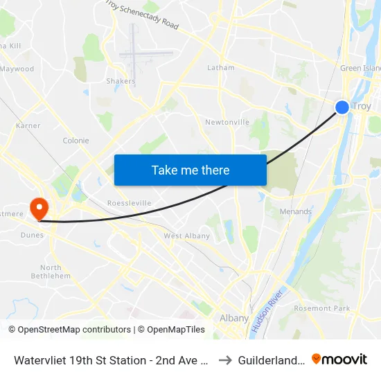 Watervliet 19th St Station - 2nd Ave & 19th St to Guilderland, NY map