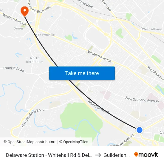 Delaware Station - Whitehall Rd & Delaware Ave to Guilderland, NY map