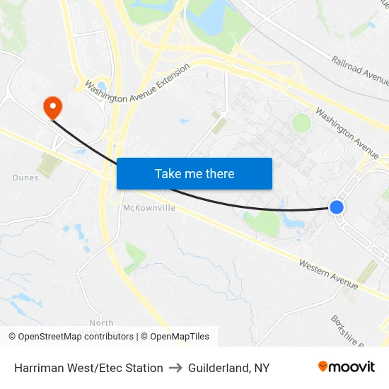 Harriman West/Etec Station to Guilderland, NY map