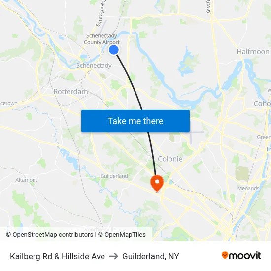 Kailberg Rd & Hillside Ave to Guilderland, NY map