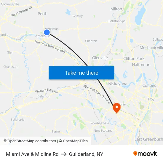 Miami Ave & Midline Rd to Guilderland, NY map