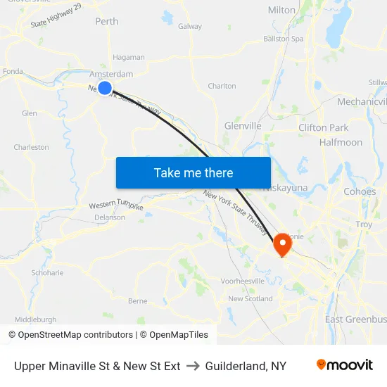 Upper Minaville St & New St Ext to Guilderland, NY map