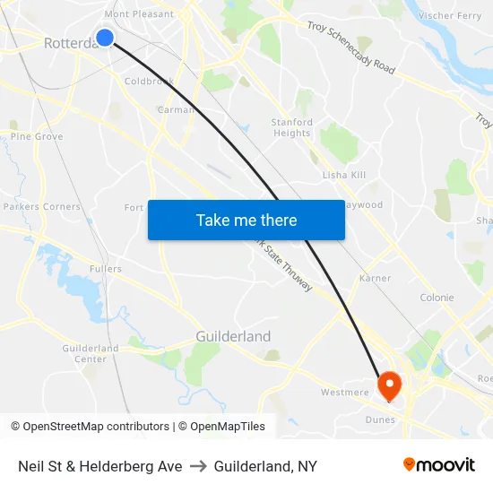 Neil St & Helderberg Ave to Guilderland, NY map
