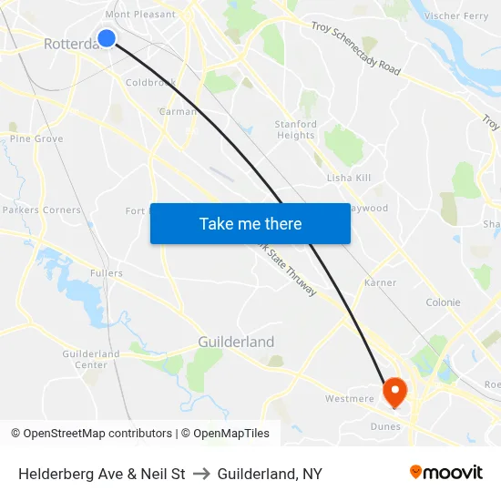 Helderberg Ave & Neil St to Guilderland, NY map