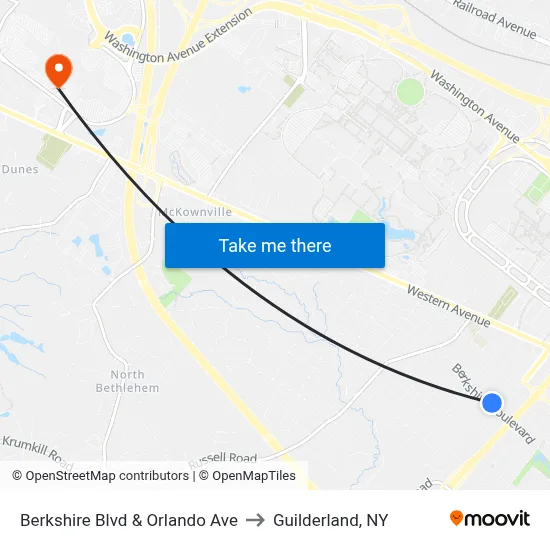 Berkshire Blvd & Orlando Ave to Guilderland, NY map