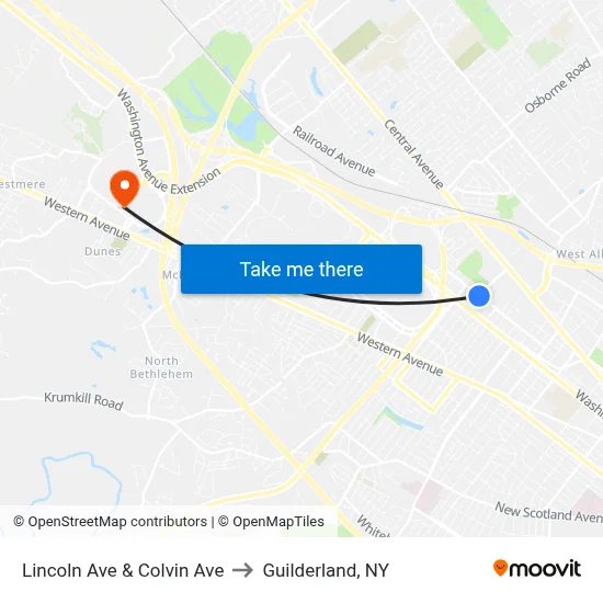Lincoln Ave & Colvin Ave to Guilderland, NY map