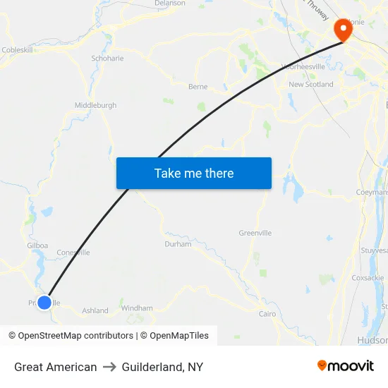 Great American to Guilderland, NY map