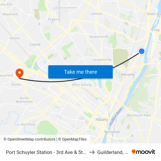 Port Schuyler Station - 3rd Ave & 5th St to Guilderland, NY map